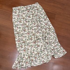 Max Studio Asymmetrical Floral Skirt - Green and Pink